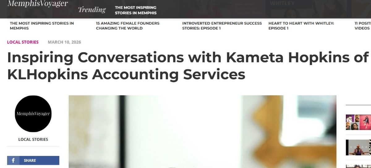 Kameta Hopkins featured in Memphis Voyager interview about KLHopkins Accounting Services